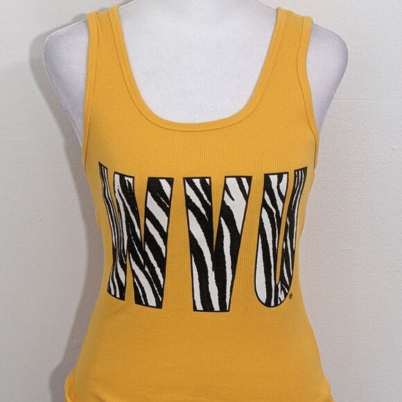 Soffe WVU Yellow Tank Top with Zebra Accents Size Medium West Virginia Tank Top - Picture 2 of 6